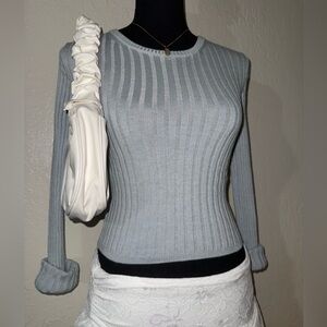 John Elliott Light Blue Ribbed Sweater